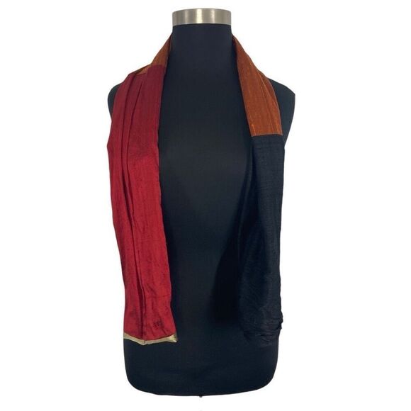 Xiao Magic Multi Colored Silk Scarf Art to Wear Lagenlook NWOT Red Orange Black - Picture 9 of 15